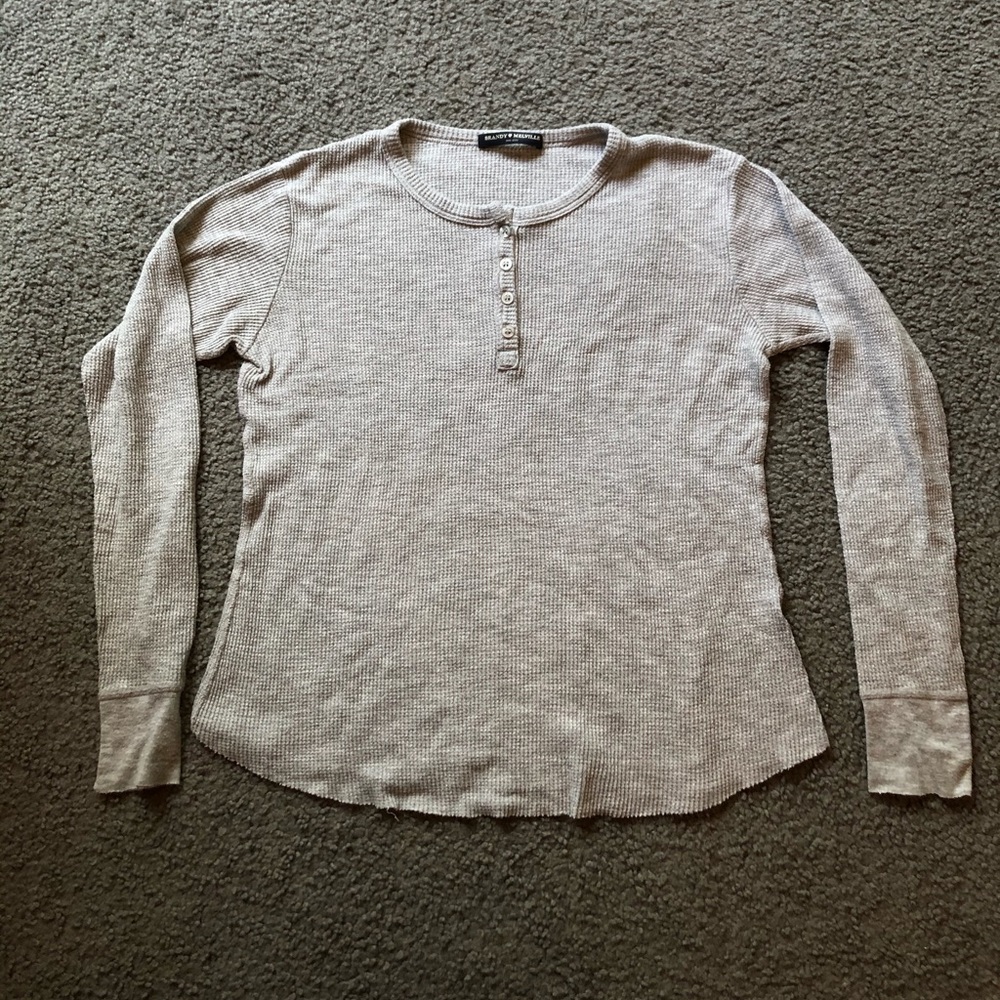 brandy melville button up gray textured top